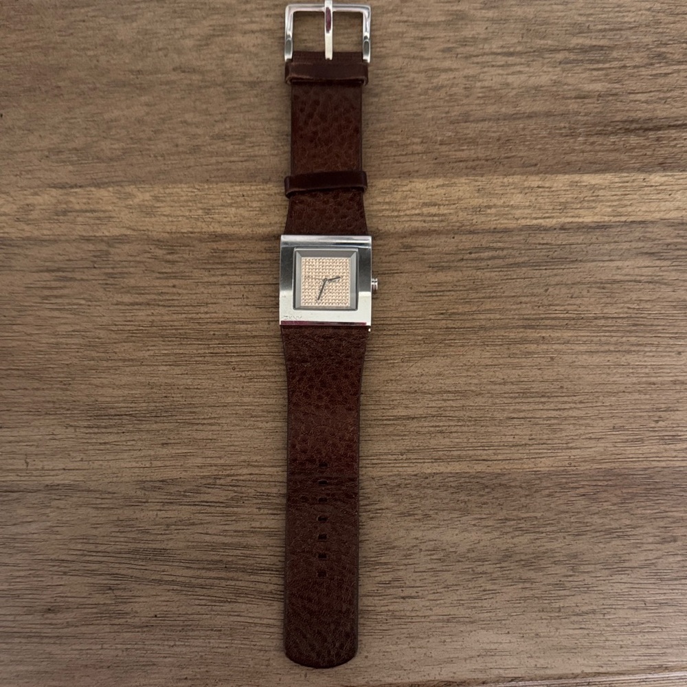 DKNY classic Brown Leather Strap Square Watch